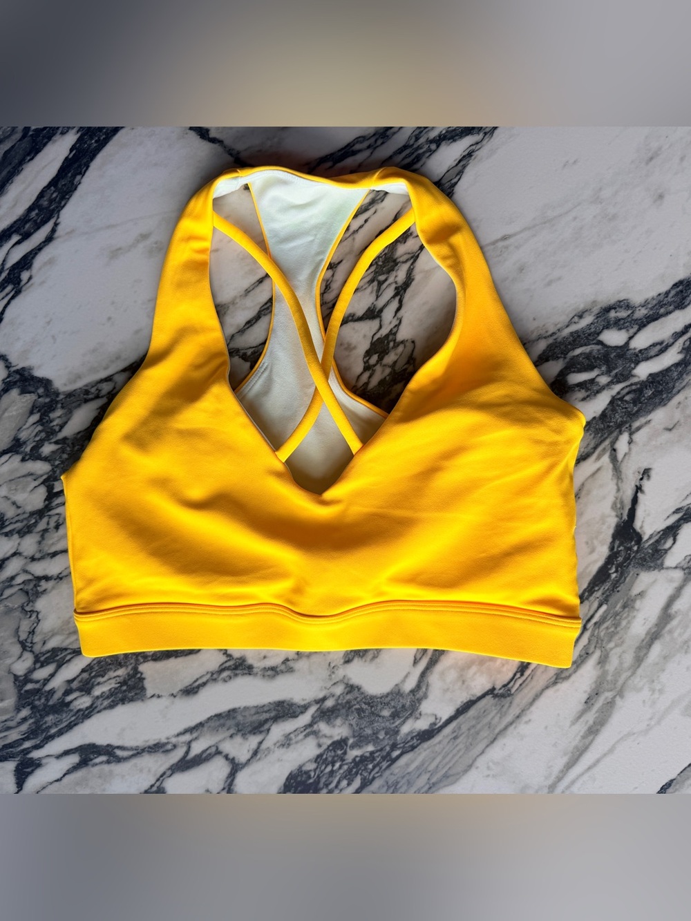 Exotica ExoticAthletica Yellow Performance Deep V Cross Front Crop Top Size S
